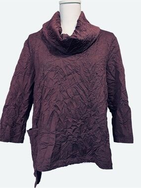 Porto San Francisco plum crinkled cowl-neck top Size 2 or Medium